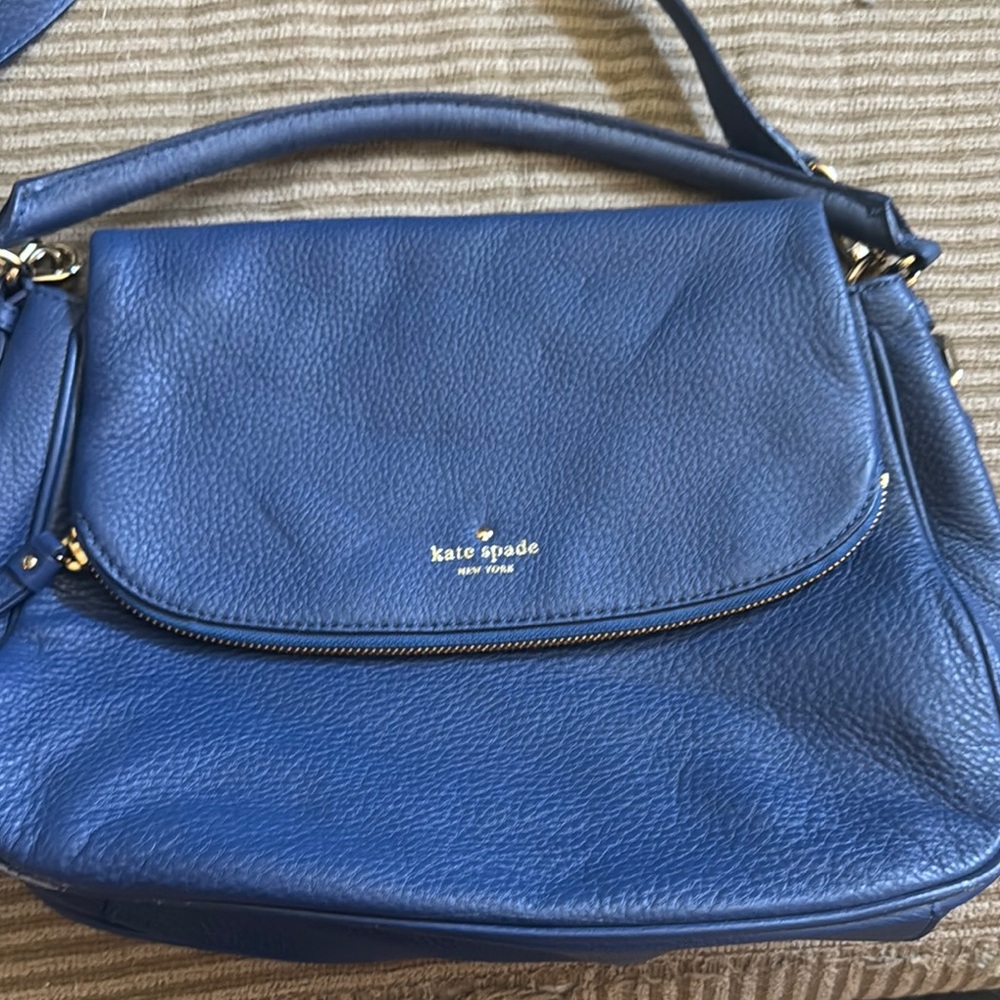 Kate Spade Blue Pebbled Leather Shoulder Bag